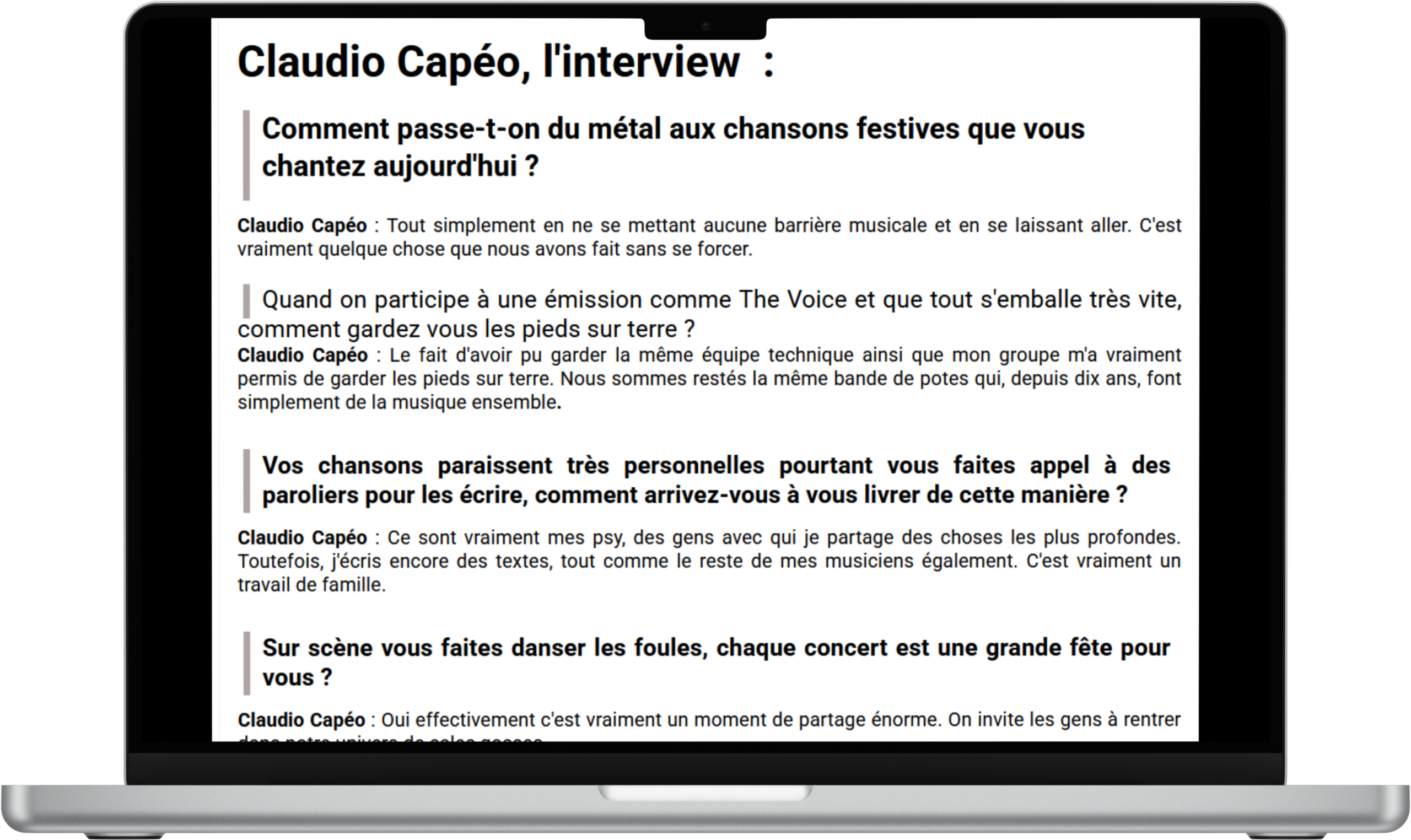 Interview Claudio Capéo